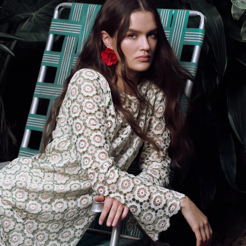 Hill House Home The Eliza Dress - Green Dahlia Lace Size XLGreen Dahlia Lace / X - Picture 3 of 3